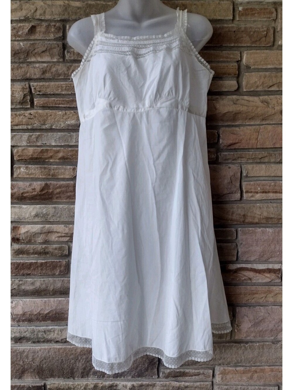 1950s Barbizon Full Slip 16.5 White Lace Zephaire Batiste Cottagecore Lingerie